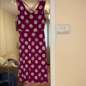 Vince Camuto Purple and White Sleeveless Midi Sundress